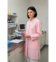 Kadın Uzun Kollu İş Önlüğü OEKOTEX Sertifikalı Vanessa Şık Rahat Cepli Model (Pembe)