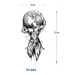 TH-684 ORTA BOY DÜNYAYI SIRTINDA TAŞIYAN ADAM DESEN GEÇİCİ DÖVME-TATTO
