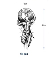TH-684 ORTA BOY DÜNYAYI SIRTINDA TAŞIYAN ADAM DESEN GEÇİCİ DÖVME-TATTO