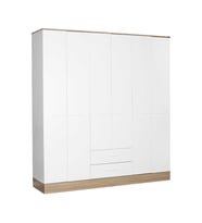 Adore Mobilya Base 6 Kapaklı 2 Çekmeceli Gardırop-İtalyan Meşe-Mat Beyaz 206x224x52 cm (GxYxD)