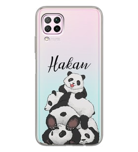 Huawei Pandas Tasarımlı Şeffaf Telefon Kılıfı