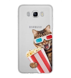 PrintiFy Samsung Galaxy J7 2016 ile Uyumlu 1mm Slim Fit Kedi 1 050b Baskılı Şeffaf  Kılıf