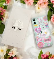 Pink Sticker Tasarımlı Kişiye Özel Şeffaf Telefon Kılıfı (Tüm Telefon Modelleri Mevcuttur.) - Hediye Kutulu