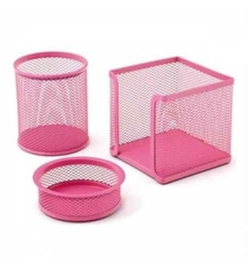 MAS 505 ÜÇLÜ KALEMLİK SETİ PEMBE METAL PERFORE
