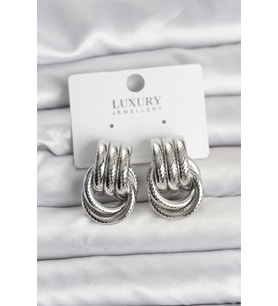 Gümüş Renk Halka Modelli Pirinç Kadın Küpe 5886 - SSSSSS6962-6733