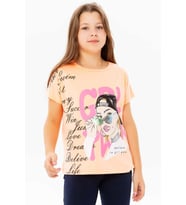 Breeze Kız Çocuk Tişört Kız Baskılı 10-16 Yaş, Neon Turuncu