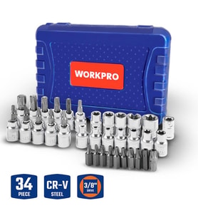 WORKPRO WP202595 3/8'’ CR-V 34 Parça Ağır Hizmet Torx Lokma Takımı (E/T Serisi)