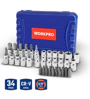 WORKPRO WP202595 3/8'’ CR-V 34 Parça Ağır Hizmet Torx Lokma Takımı (E/T Serisi)