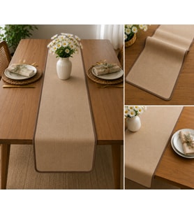 Doğal Şıklık Kahve Biyeli Lamineli Jüt Runner 45x130 cm