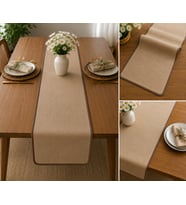 Doğal Şıklık Kahve Biyeli Lamineli Jüt Runner 45x130 cm