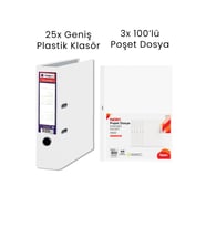 25 Adet Tigra Geniş Klasör 3 Adet Noki 100'lü Poşet Dosya Ofis Seti