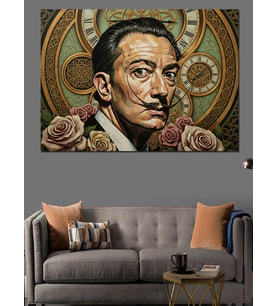 Salvador Dali Sanatsal Karakter Portresi Dekoratif Kanvas - Mdf Ahşap Tablo