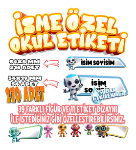 Okul Etiketi Kalem Defter Etiketi İsme Özel Etiket SET09