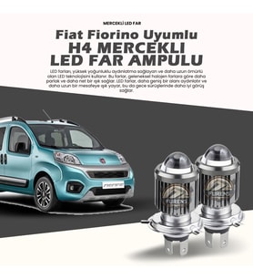 H4 Mercek Led Xenon- Fiat Fiorino Uzun-kısa Çift Renk
