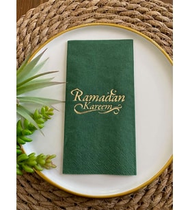 Gold Yaldızlı Yeşil Ramadan Karem Peçete 16 Adet Yeni Model