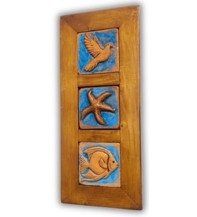 El Yapımı Seramik Deniz Temalı Tablo - 16x36 cm - Akdeniz/Ege ruhu - Dekoratif Ev, Villa, Ofis