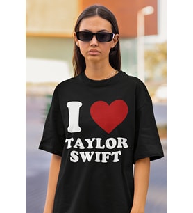 I Love Taylor Swift Yazılı Oversize Tişört, Unisex Tişört