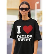 I Love Taylor Swift Yazılı Oversize Tişört, Unisex Tişört