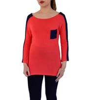Kadın Kayık Yaka Turuva Kol Sweatshirt BRG-35341 (Nar Çiçeği)