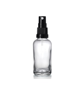 30ml şeffaf cam, siyah sprey başlıklı şişe, 12 adet, cam şişe, sprey şişesi, ecza şişesi, dropper şişe, medikal şişe