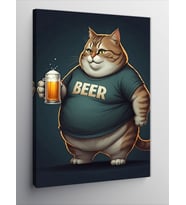 Kanvas Tablo Bira İçen Kedi