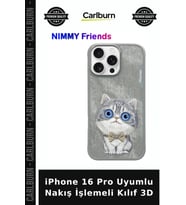 iPhone 16 Pro Uyumlu Nakış İşlemeli Kılıf 3D Mobil Kap Tarz Aksesuar