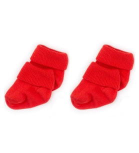 Novibaby 2'li Bambu Bebek Çorap I Rudy I 0-6 ay I Kırmızı Yenidoğan Bebek Çorabı (Karışık)