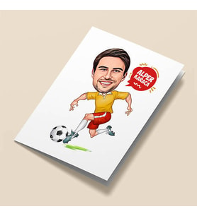 Kişiye Özel Golcü Karikatürlü Tebrik Kartı