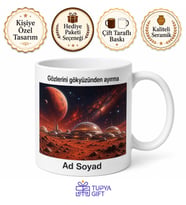 Mars Gezegeni Çizimli Kızıl Gezegen Kolonisi Bilim Kurgu Kupası Hediye Bardak