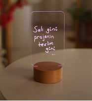 Kalemli Yazılabilir 7 Renk Işıklı LED Mesaj Panosu Gece Lambası (Krem)