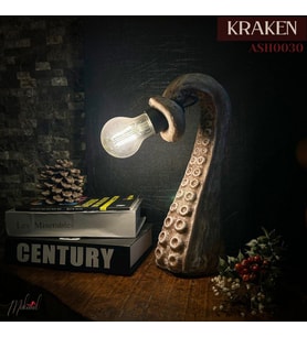 Kraken temalı el yapımı abajur, dekoratif masa ve  başucu lambası - Mükemel orijinal tasarım