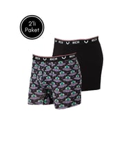 Erkek Likralı Desenli ve Düz 2'li Boxer Paketi (Gri)