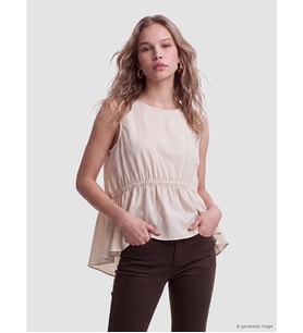 LCW Vision Beyaz Bisiklet Yaka Peplum Bluz