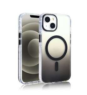 Coverzone iPhone 13 i�in K?l?f MagSafe ile uyumlu Transparan Renk Ge�i?li Z-Toros M-safe Kablosuz ?arj destekli Gradyan Tasar?m IPHONE 13 ?LE UYUMLU KILIF Siyah