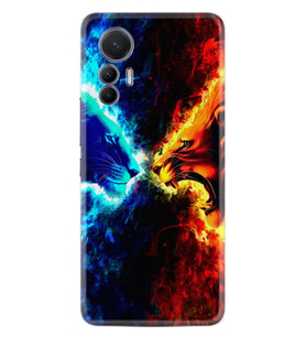 Xiaomi 12 Lite Kılıf Silikon Desen Özel Seri Red Blue Leon 1714