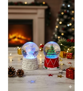2 Adet Mini Kar Küresi 6,5 cm – Melek  & Çam Ağacı Temalı Dekoratif  Yılbaşı Noel Hediyesi