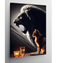 Kanvas Tablo Aslan Ve Kedi