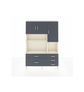 Arges Gardrop 8 Raflı 5 Çekmeceli 3 Kapaklı 132x30x195 Aytaşı-Antrasit