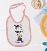 BK Kids Kişiye Özel Pembe Bebek Mama Önlüğü - Model 71