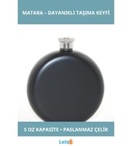 Paslanmaz Çelik Yuvarlak 5 Oz Tekli Matara Siyah Renk