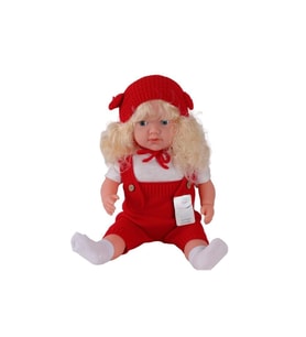 Mey İthalat® 5214 60 CM TRİKOLU TULUMLU SAÇLI BÜYÜK BEBEK
