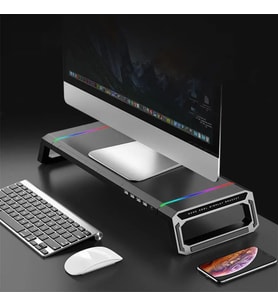 Monozone Bilgisayar Monitör Yükseltici Laptop Sehpası RGB 4 USB Hub Yükseklik Ayarlı Monitör Standı