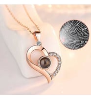 ?Gümüş Rose 100 Dilde Seni Seviyorum Kalp Kolye