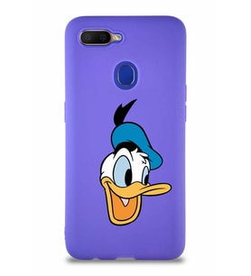 Oppo AX7 Soft Premier Kapak Donald Duck-A Tasarımlı Silikon Kılıf - Mor (Şeffaf)