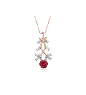 ?Gümüş Rose Kırmızı Gül Kolye CSR2180762