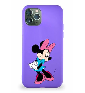 Apple iPhone 11 Pro Soft Premier Kapak Minnie Mouse-F Tasarımlı Silikon Kılıf - Mor (Şeffaf)