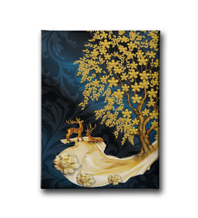 Kromatik Gold Geyikli Tablo MİND194
