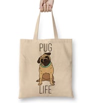 Pug Life Köpek 02 Bez Çanta Uzun Saplı