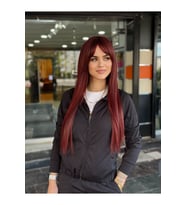Şarap Kızılı Düz Perçemli Vip Peruk