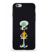 Apple iPhone 6 Soft Premier Kapak Squidward Dokunaç Tasarımlı Silikon Kılıf - Siyah (Şeffaf)